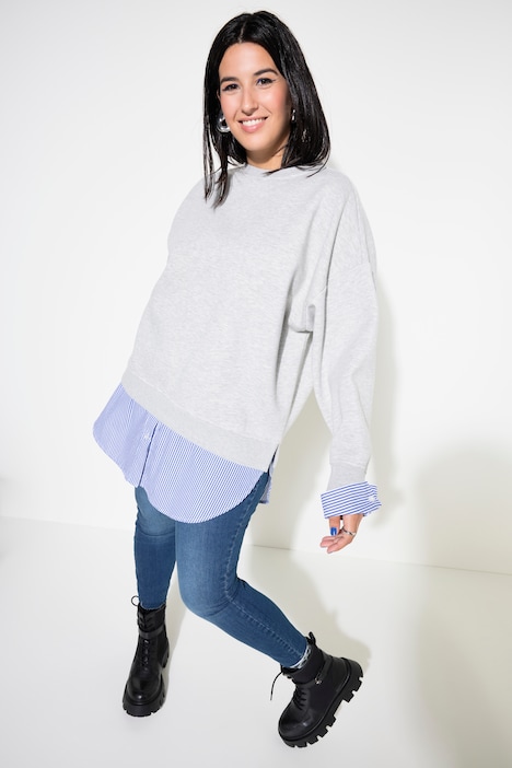 Sweatshirt, oversized, Layering-Look, Blusen-Details