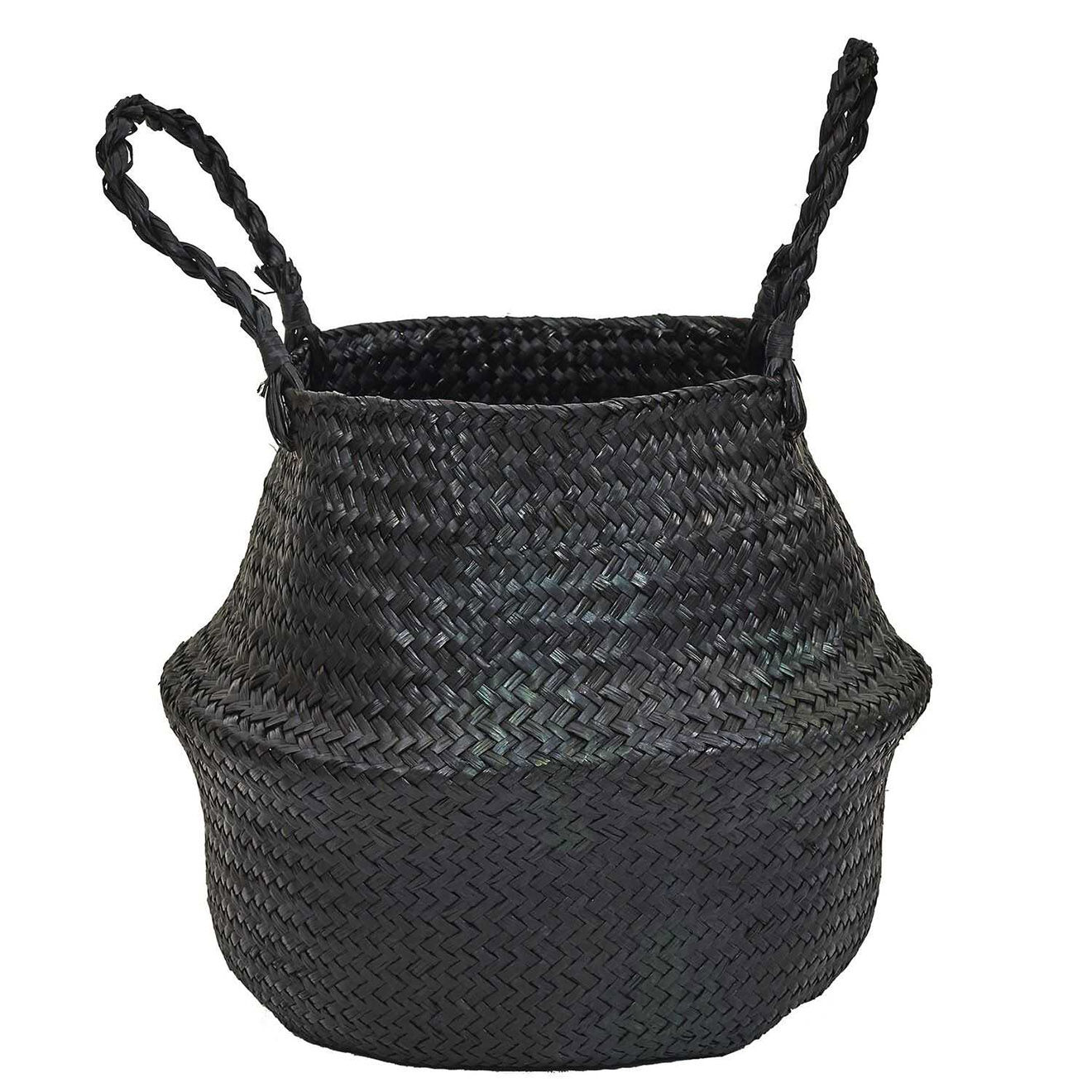 Home Deco Factory 3 Paniers arrondis jonc de mer noirs