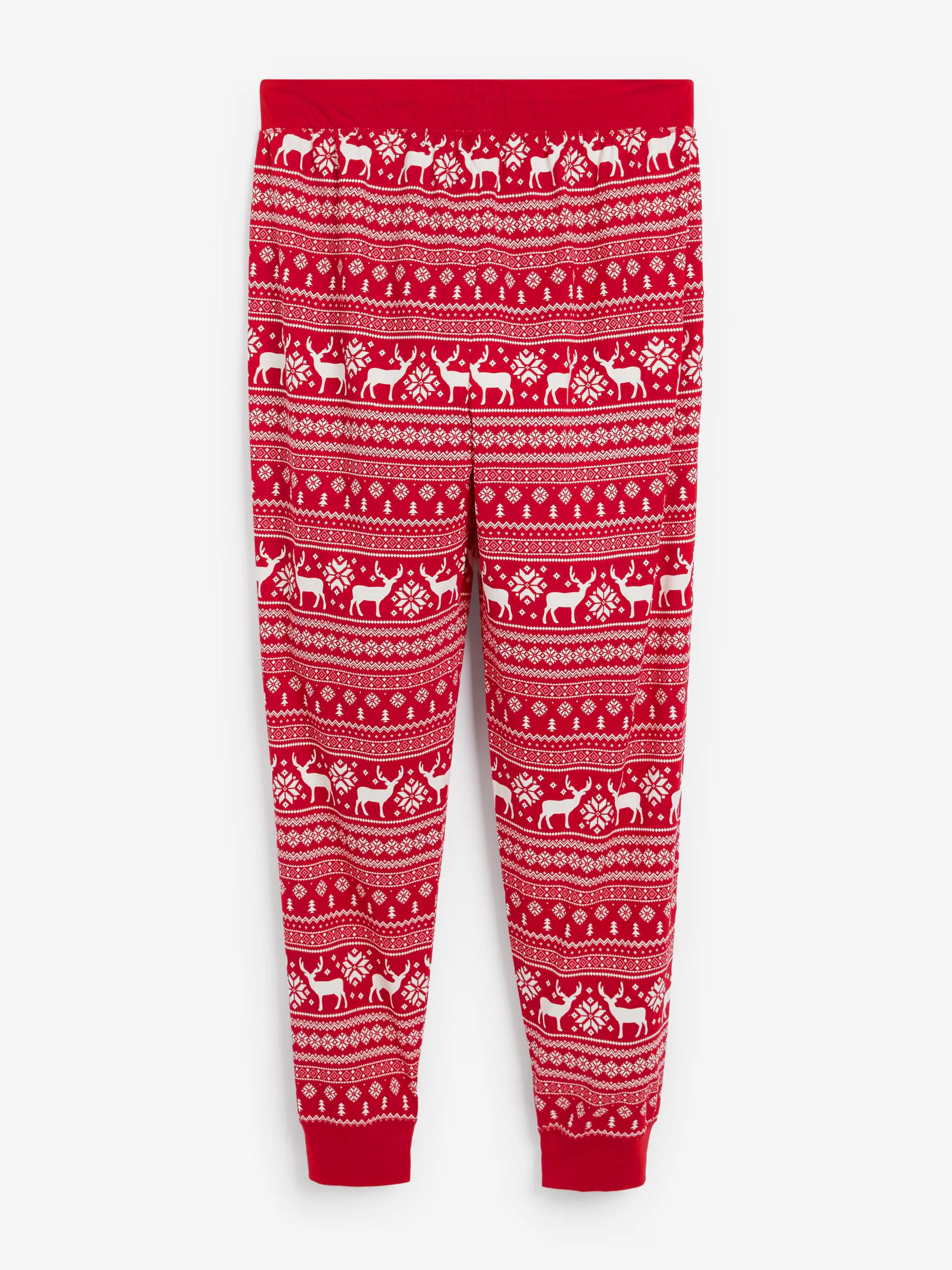 Rood - The Little Tailor kerstpyjama voor heren met rendier en fairisle-patroon