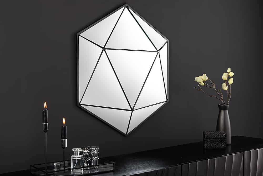 Design Spiegel DIAMOND 65cm schwarz Metall handmade