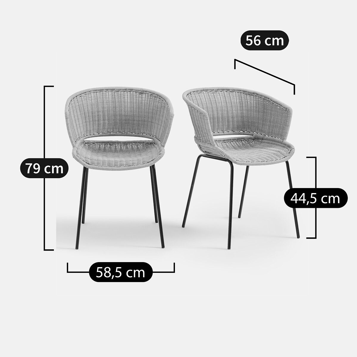 LA REDOUTE INTERIEURS<br>Conjunto de 2 cadeiras de jardim em metal e resina, Verana