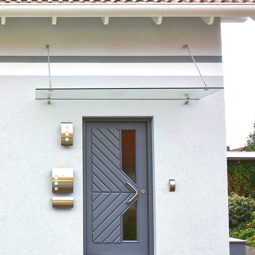 Home Deluxe - Glasvordach Klarglas - Maße: 150 x 90 cm - Verbundsicherheitsglas (VSG) - Verschiedene Größen - V2A rostfreies Edelstahlzubehör