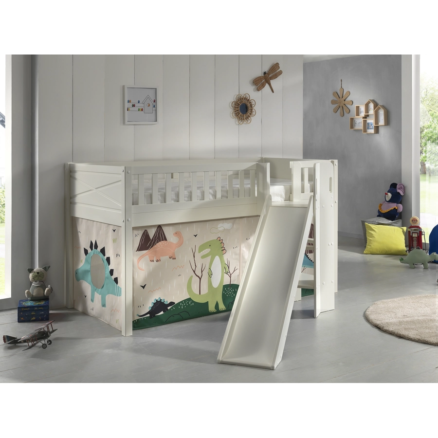 VIPACK Spielbett SCOTT 90 x 200 cm Dino weiß