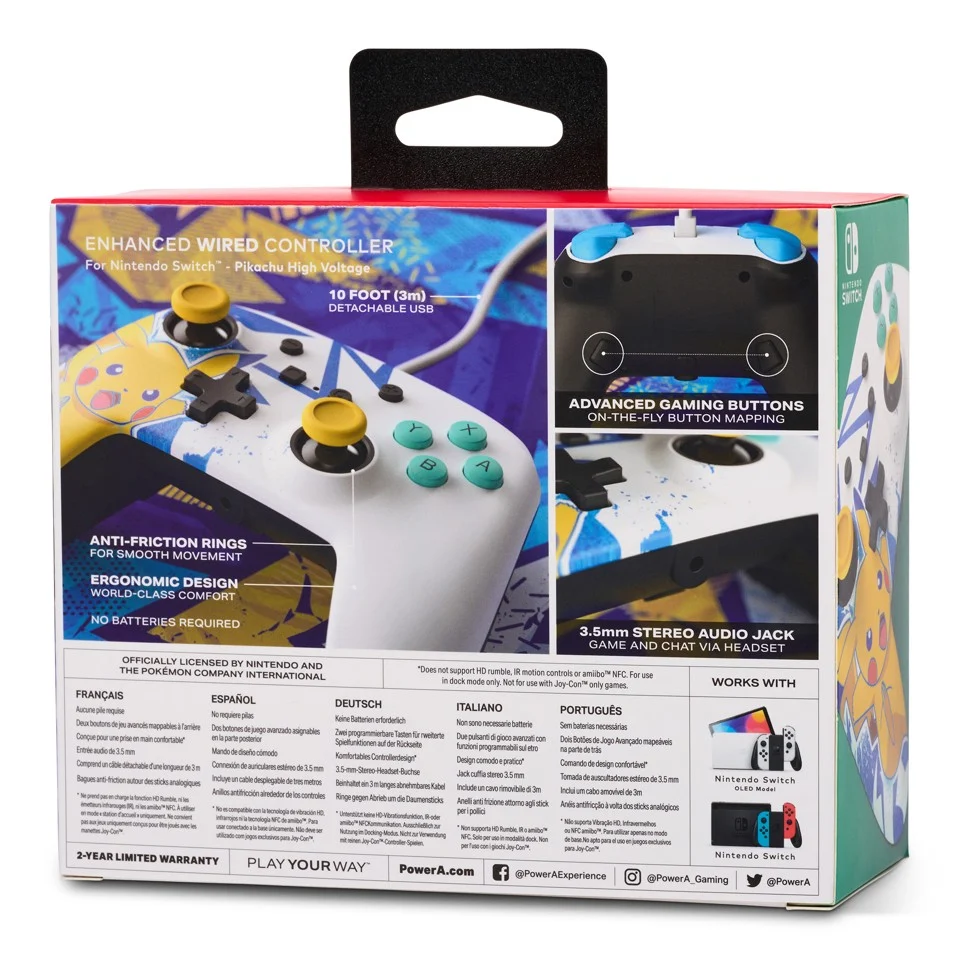 PowerA NSW ENH Wired Controller - Pikachu High Voltage /Nintendo Switch