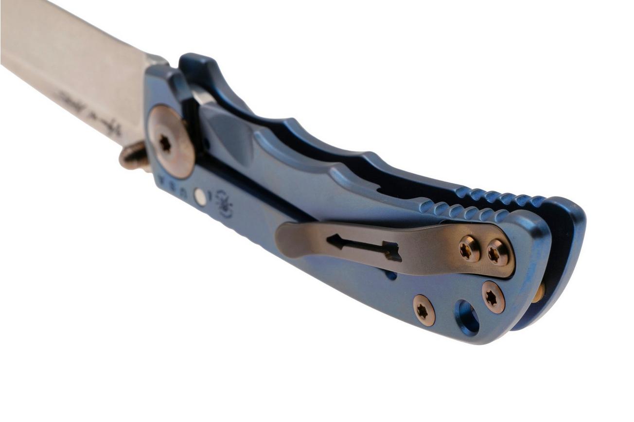 Spartan Harsey Folder 3.25 SF10C-WTCH-WORK, Stonewashed CPM MagnaCut, Watch Works Blue/Bronze/Gold Titanium zakmes