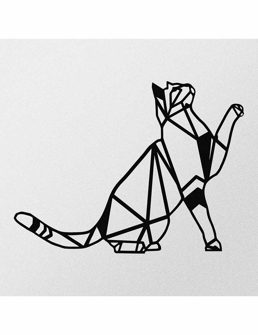 Geometric Cat Metal Wall Décor
