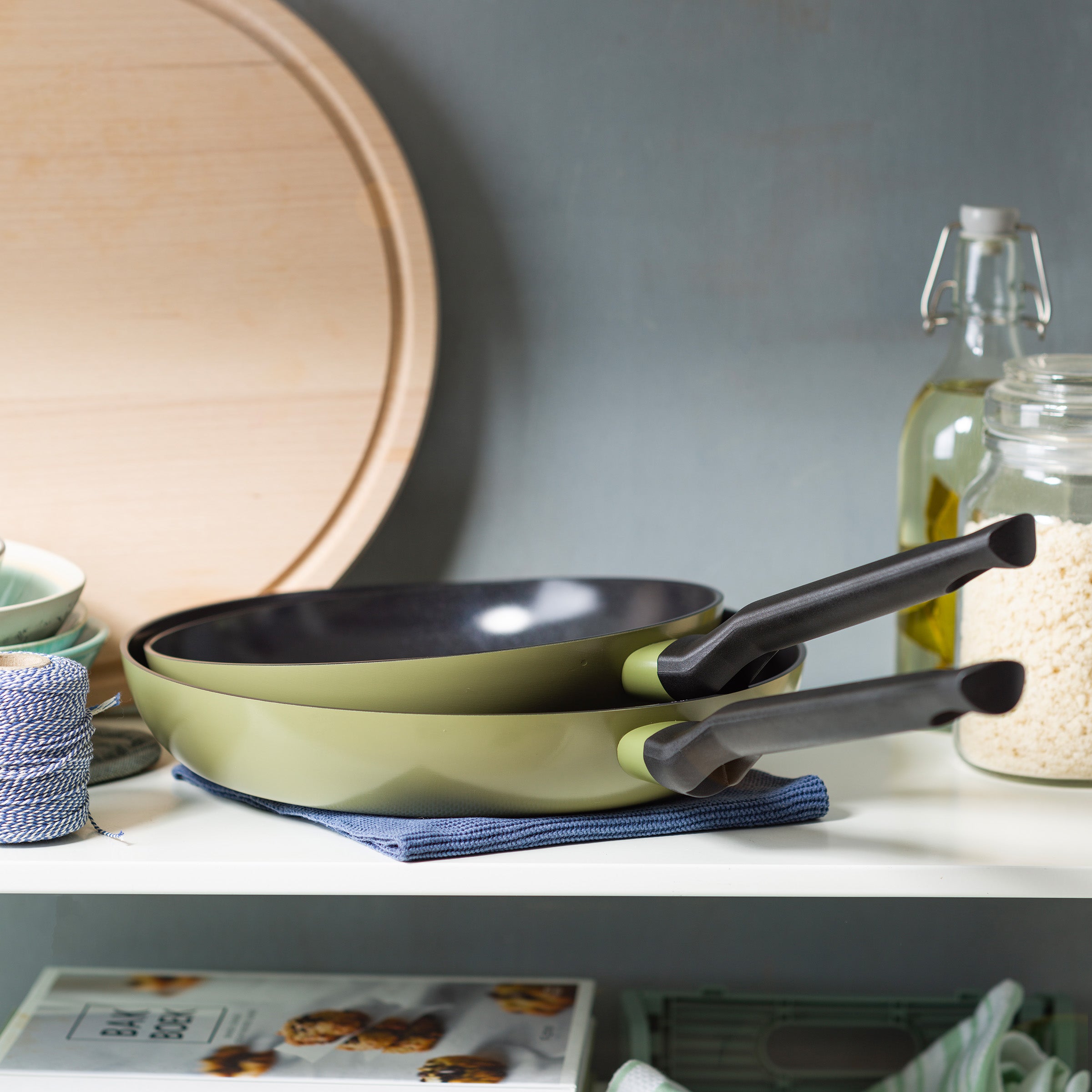 Enjoy koekenpannenset Olive Green 2-delig   Panbeschermers