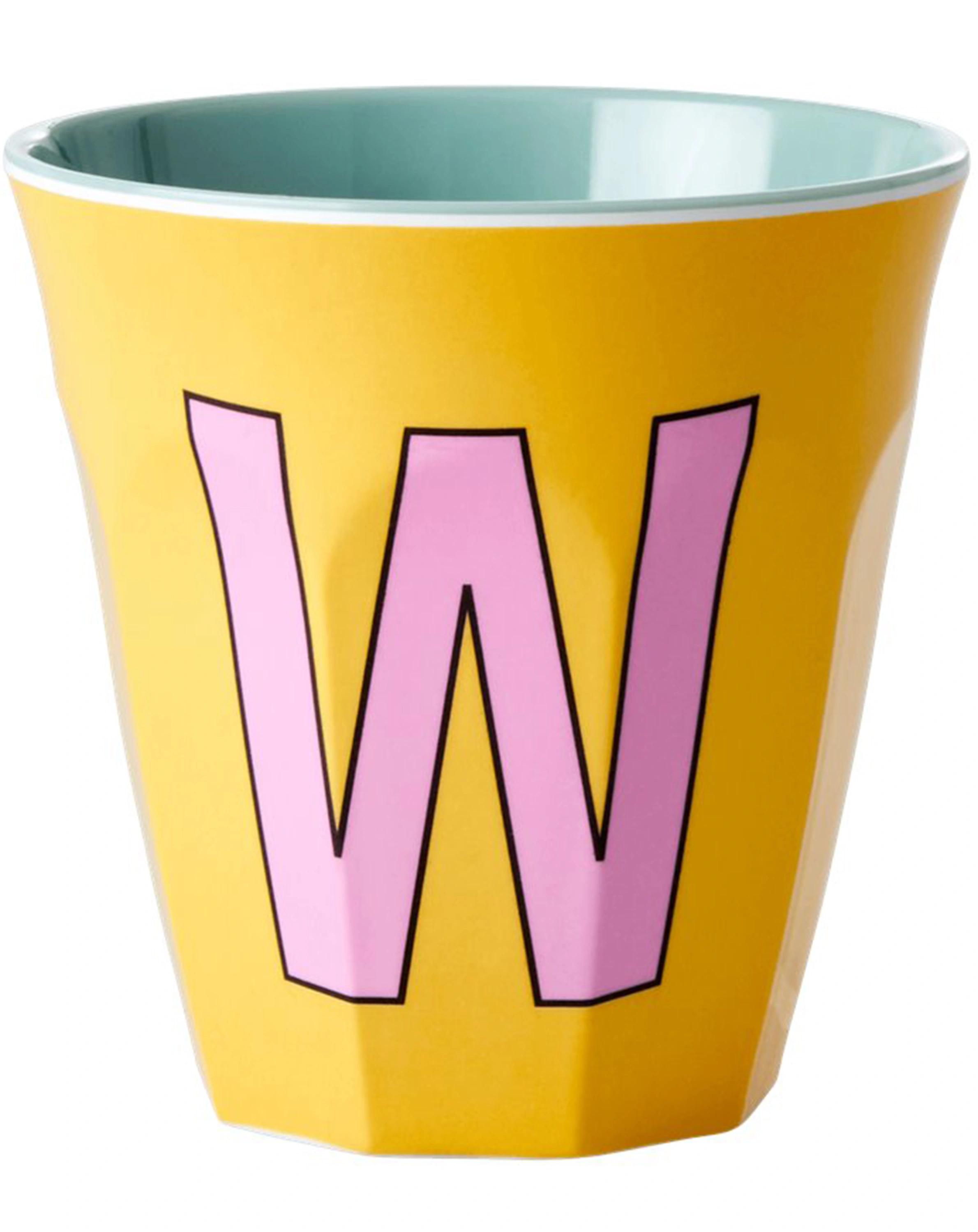 Melamin-Becher LETTER W - MEDIUM in yellow