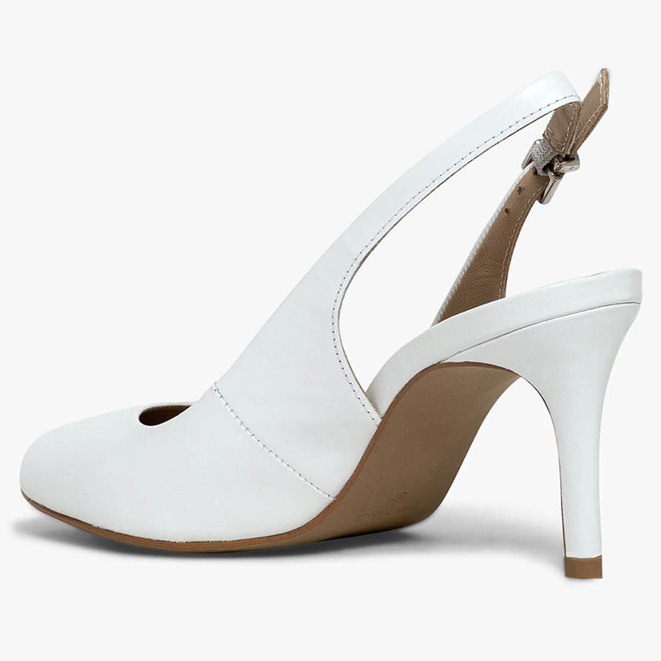 Bocage Slingbacks en Cuir Dimitri blancs - Talon 8.5 cm