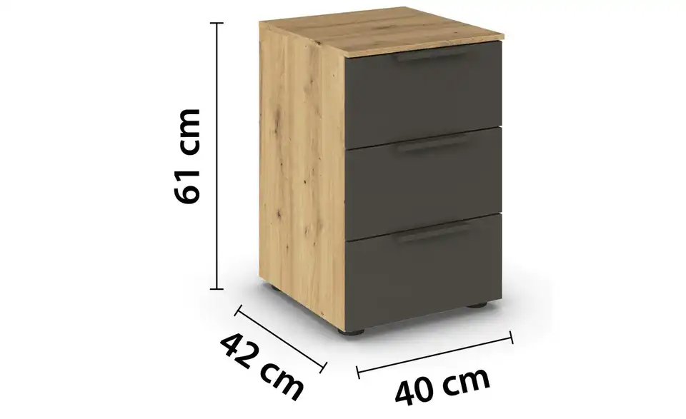Nachttisch Front: Dekor, Oberboden: Dekor Graphit Graphit, Eiche Artisan (Nachbildung)