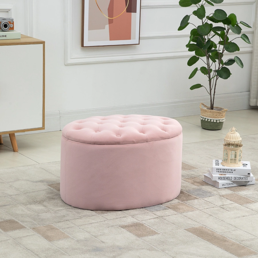 HOMCOM Sitzbank ovalförmig mit Stauraum rosa