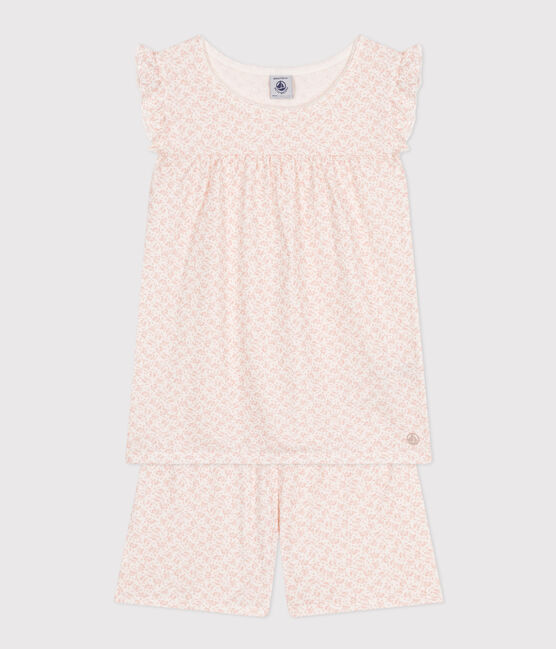 Pyjama short imprimé fleur en coton enfant