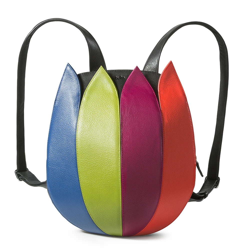 Tulip Cobalt-Lime-Orange- Fuchsia / Black Canvas