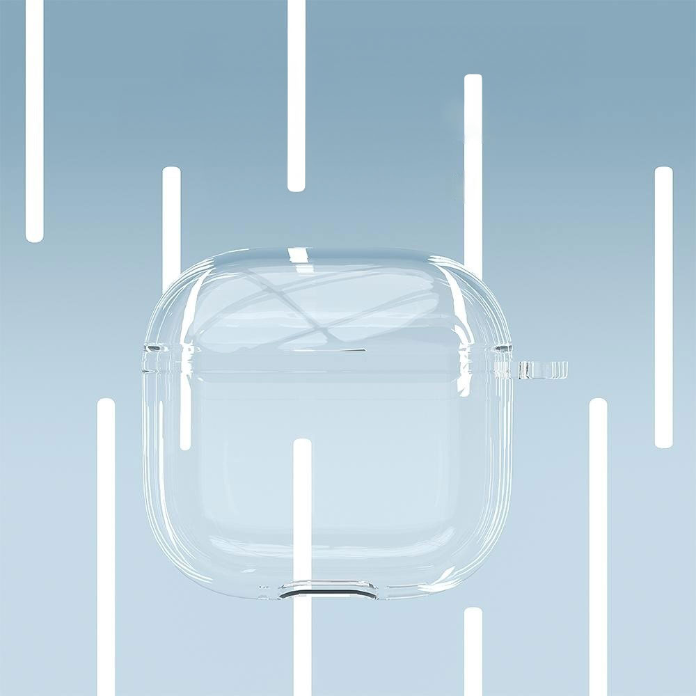 AirPods 4 Gummi Schutzhülle Abdeckung mit Karabinerhaken - Transparent