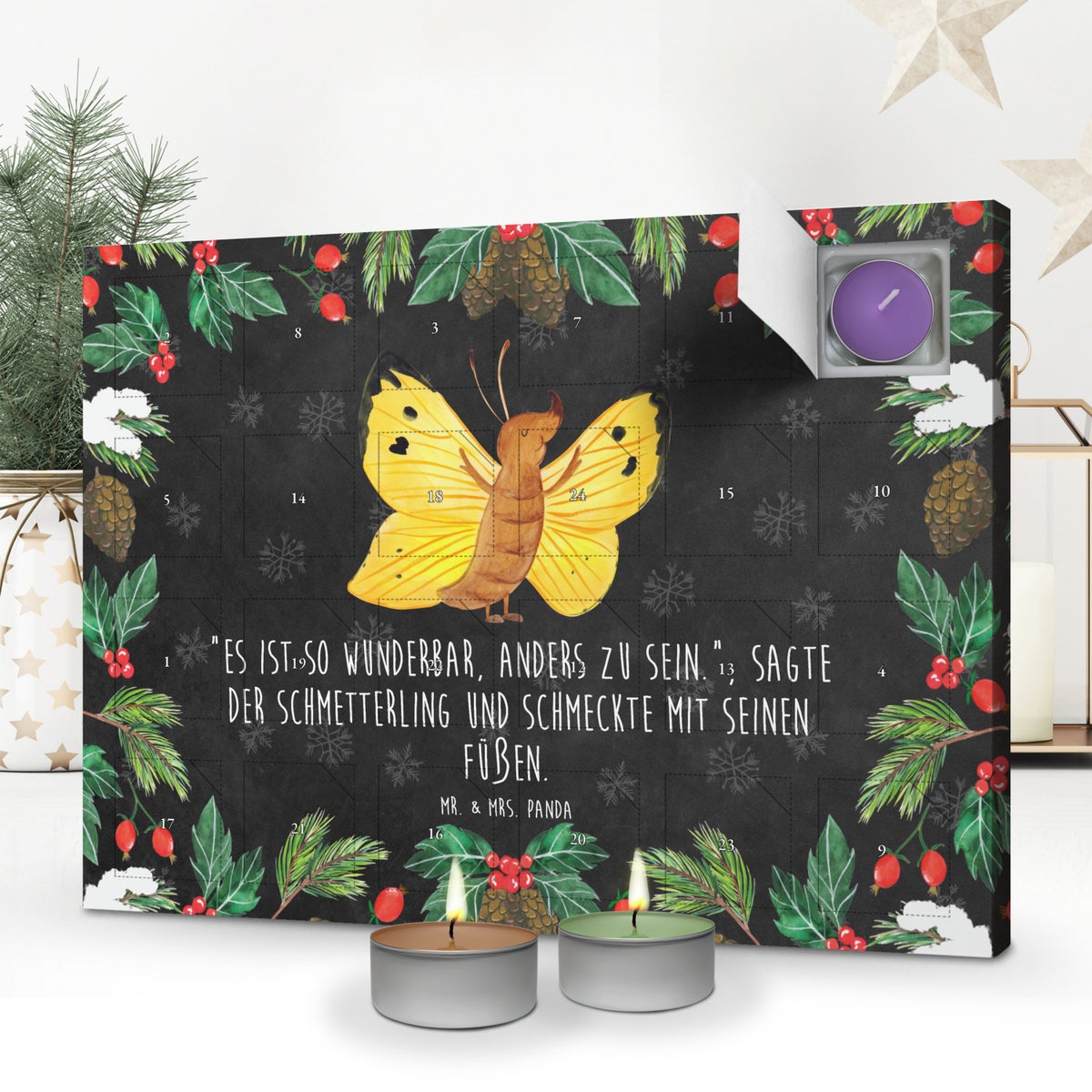 Mr. & Mrs. Panda Geurkaars Adventskalender Vlinder Brimstone Butterfly - Zwart