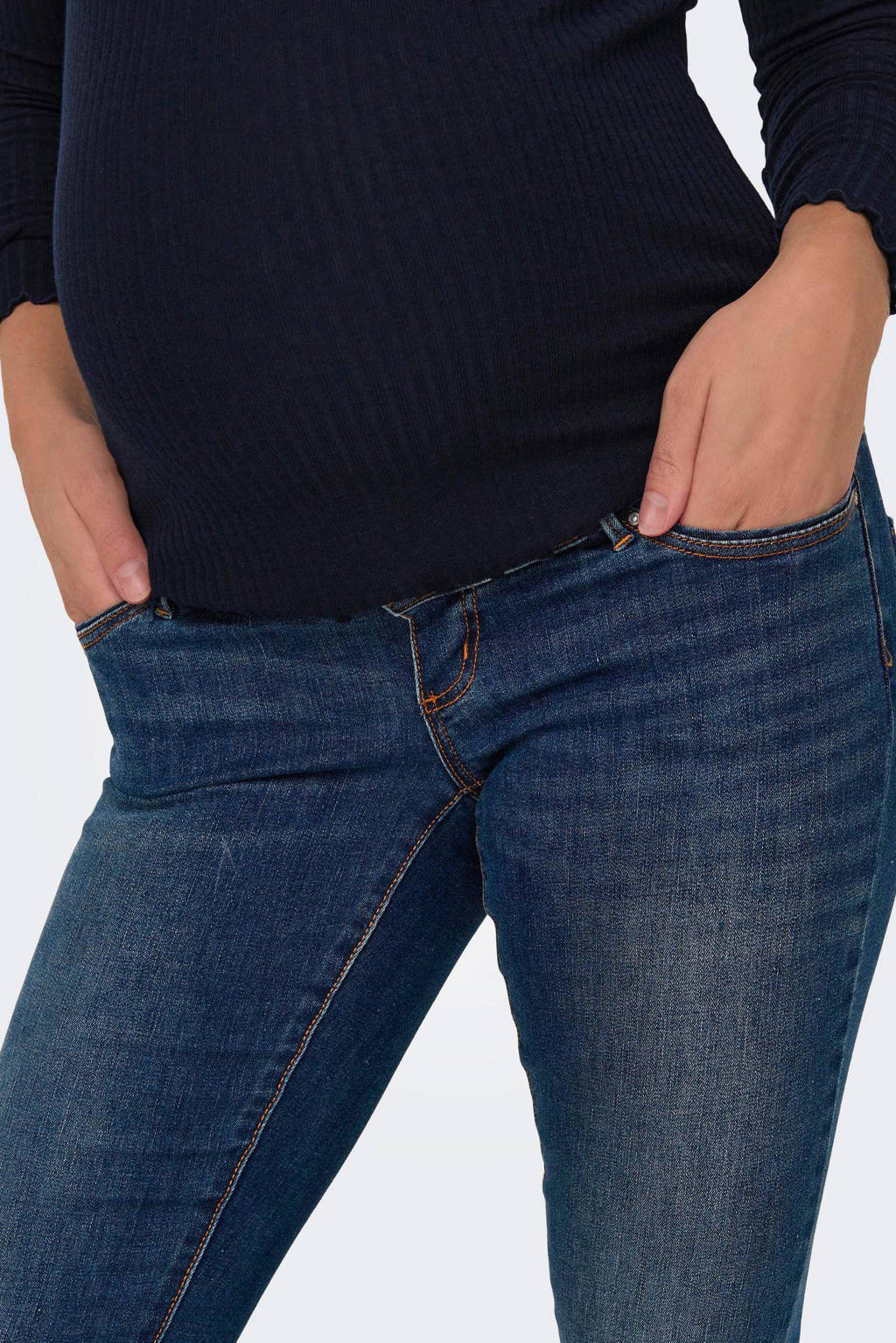 ONLY MATERNITY skinny zwangerschapsjeans OLMWAUW dark blue denim
