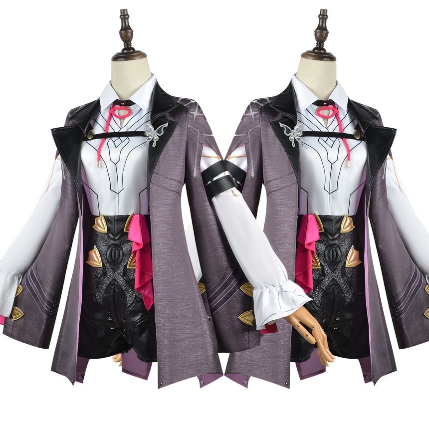 Custaplayu - Honkai Star Rail Kafka Cosplaykostuum / Gemodelleerde laarzen met dikke hak / Pruik / Set