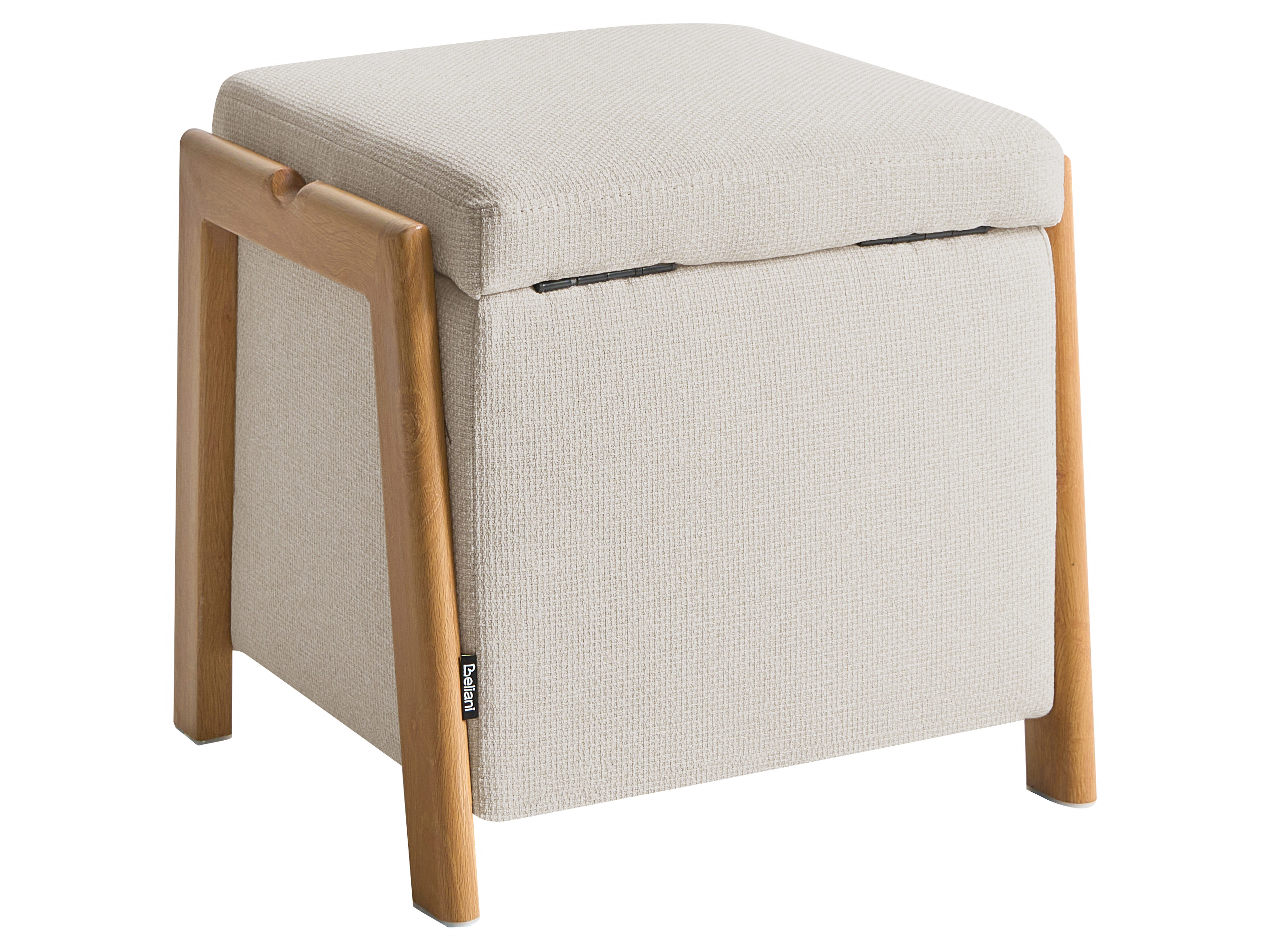 Poef met opbergruimte EDLAND Stof 45 cm 43 cm Lichtbeige