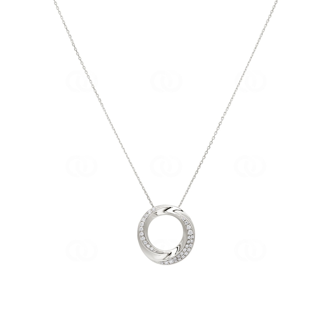 Collier mit Anhänger 925 Silber rhodiniert mit Zirkonia pavé 43cm