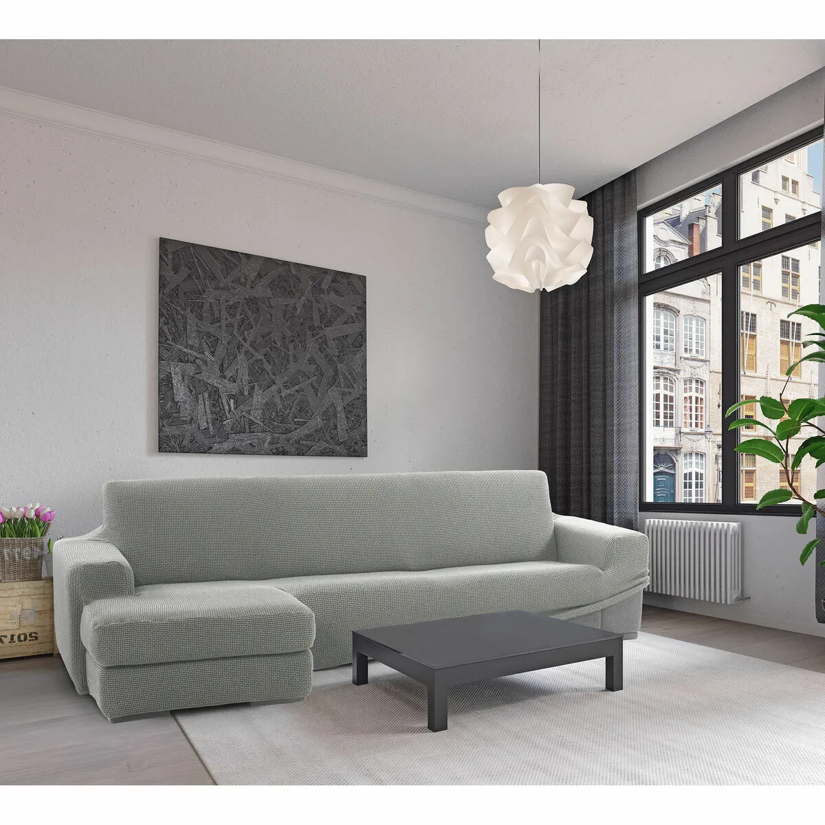 Housse méridienne Sofaskins NIAGARA 210-340 cm - Gris clair