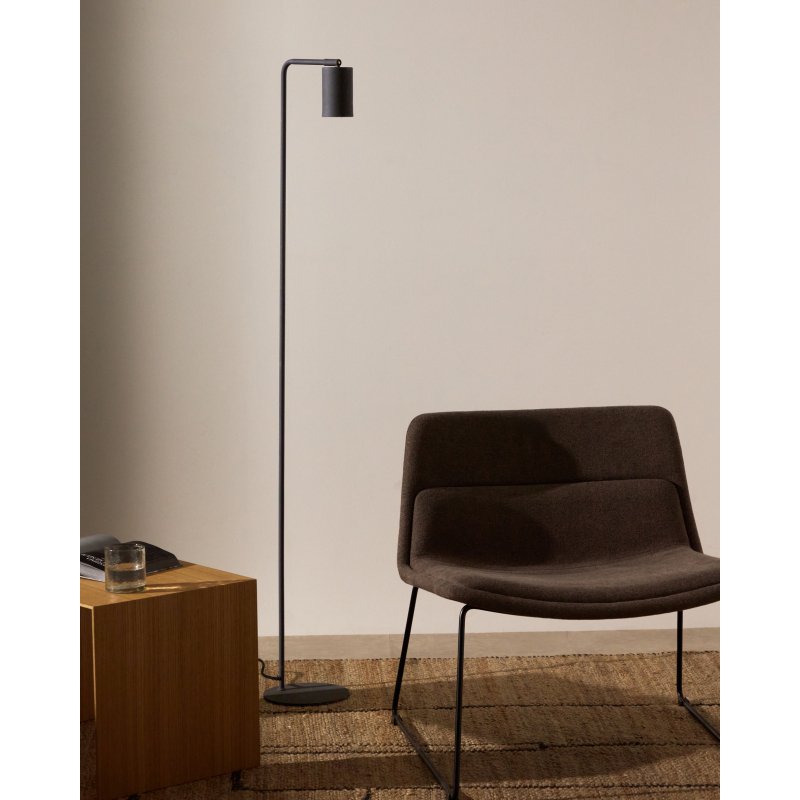 Lampadaire Manie en métal avec finition effet fonte noire