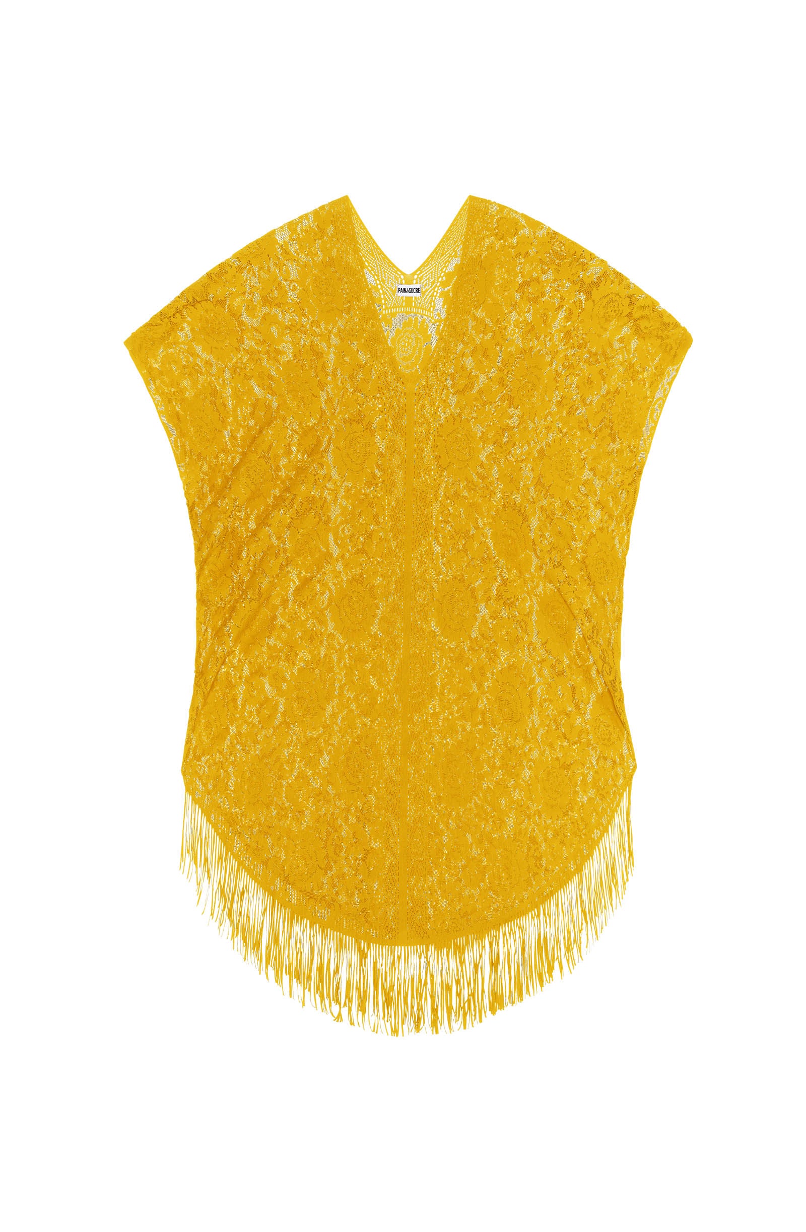 jesse Tunique poncho ocre en dentelle Ocre
