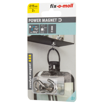 Magneet haak Neodym zilver 15x38mm 2 stuk