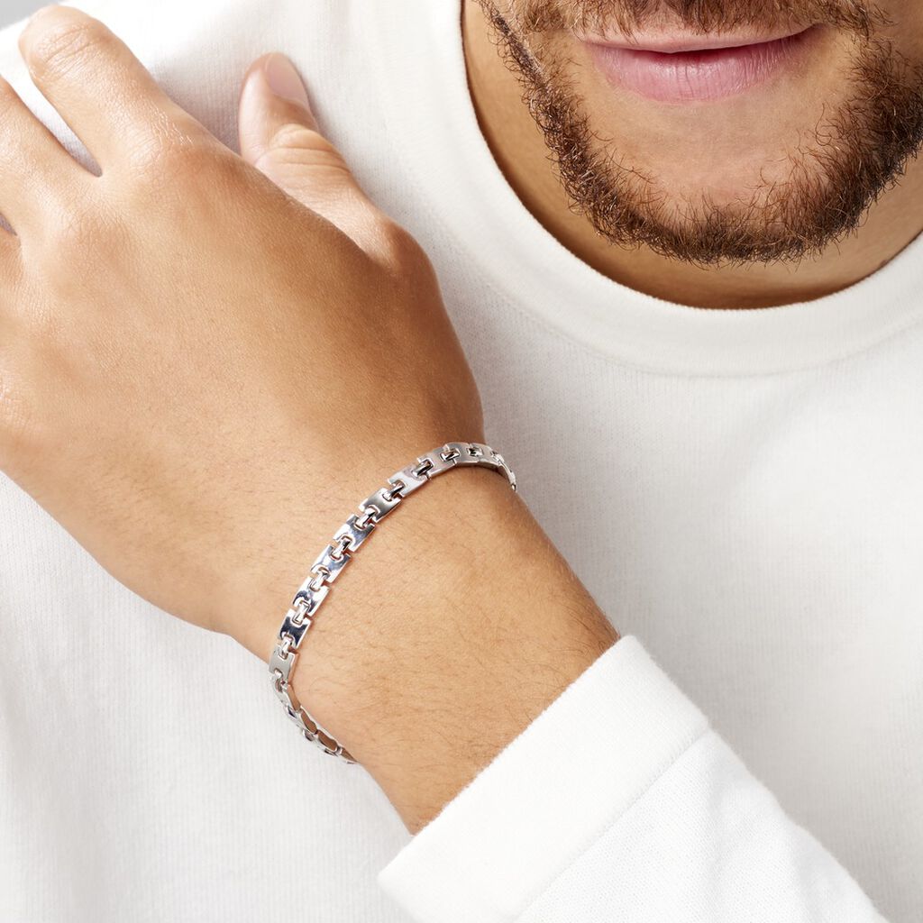Bracelet Maille Lancelot Argent Blanc