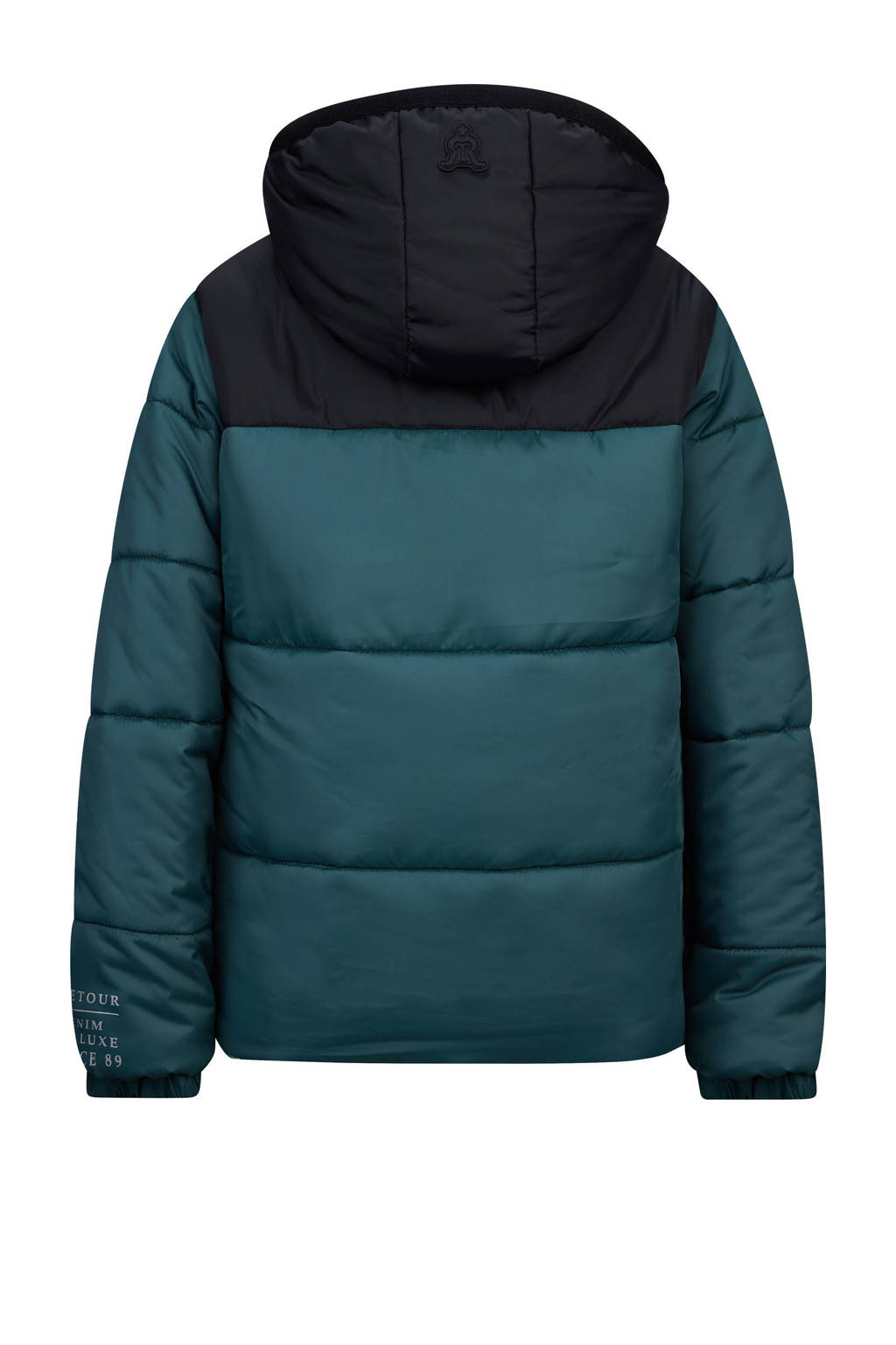 Retour Jeans gewatteerde winterjas Pim groengrijs/zwart