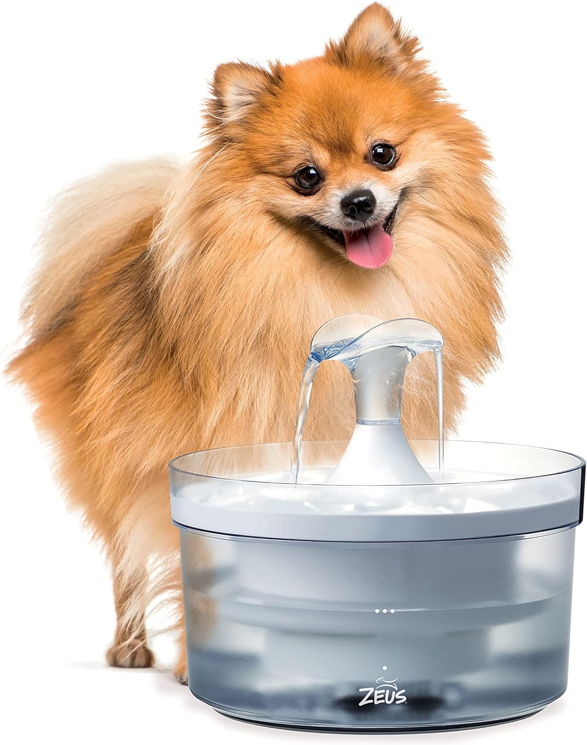 Fonte de água Zeus Fresh & Clear de 1,5L com bico em cascata para cães.