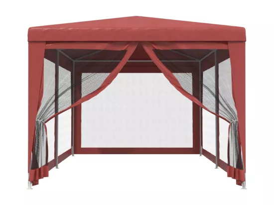 Tente de fête avec 6 parois latérales en maille Rouge 3x6m PEHD