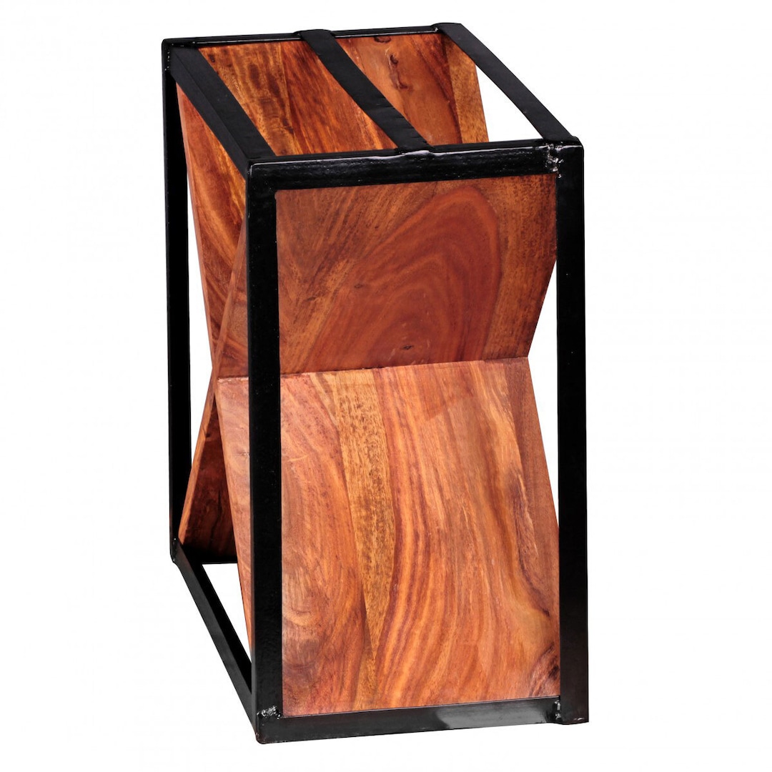CASAVANTI Flaschenregal 37 x 37 cm Schwarz/ Sheesham massiv