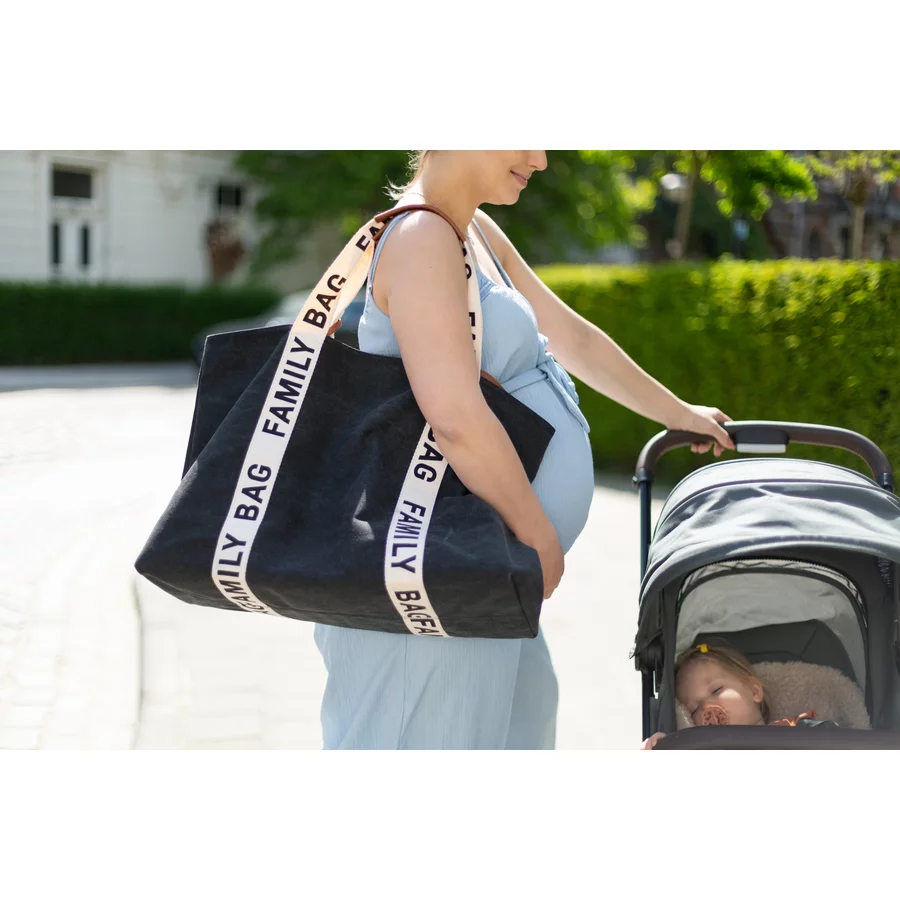CHILDHOME Wickeltasche Family Bag Signatur Canvas Schwarz