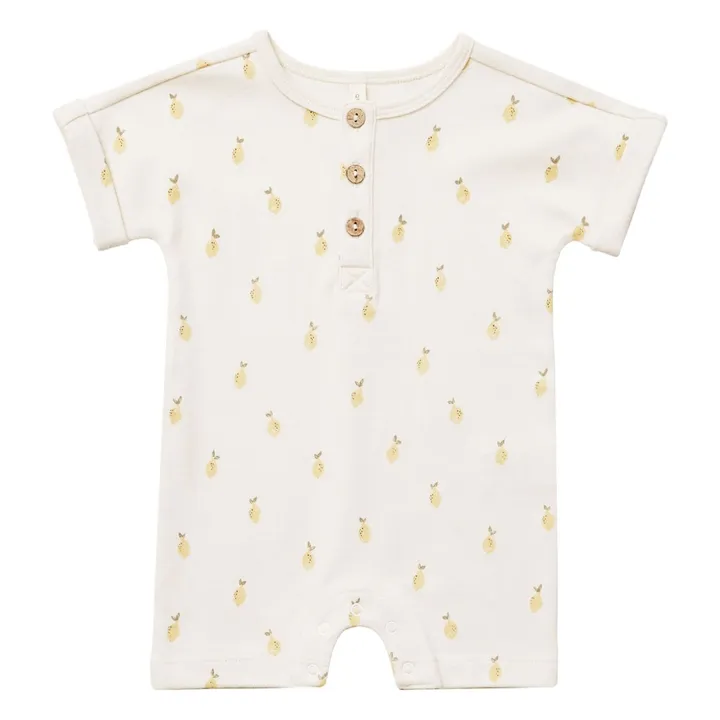 Quincy Mae Combishort Boutonnée Citrons | Blanc cassé