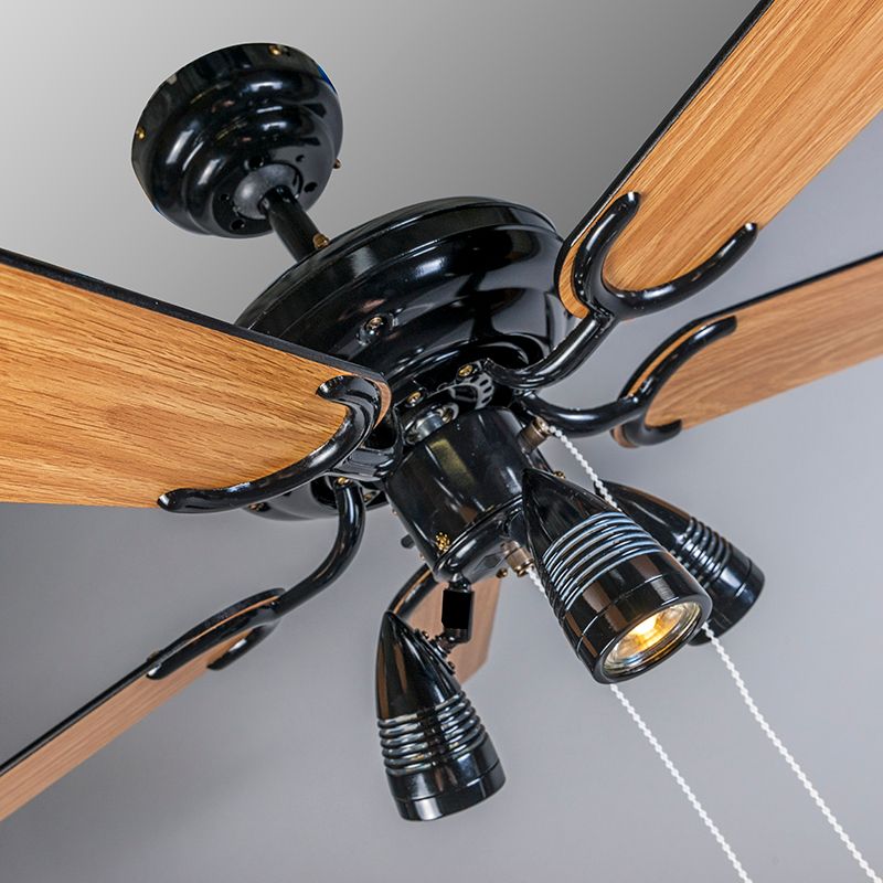 Plafondventilator zwart 110cm 3-lichts met trekschakelaar - Mistral