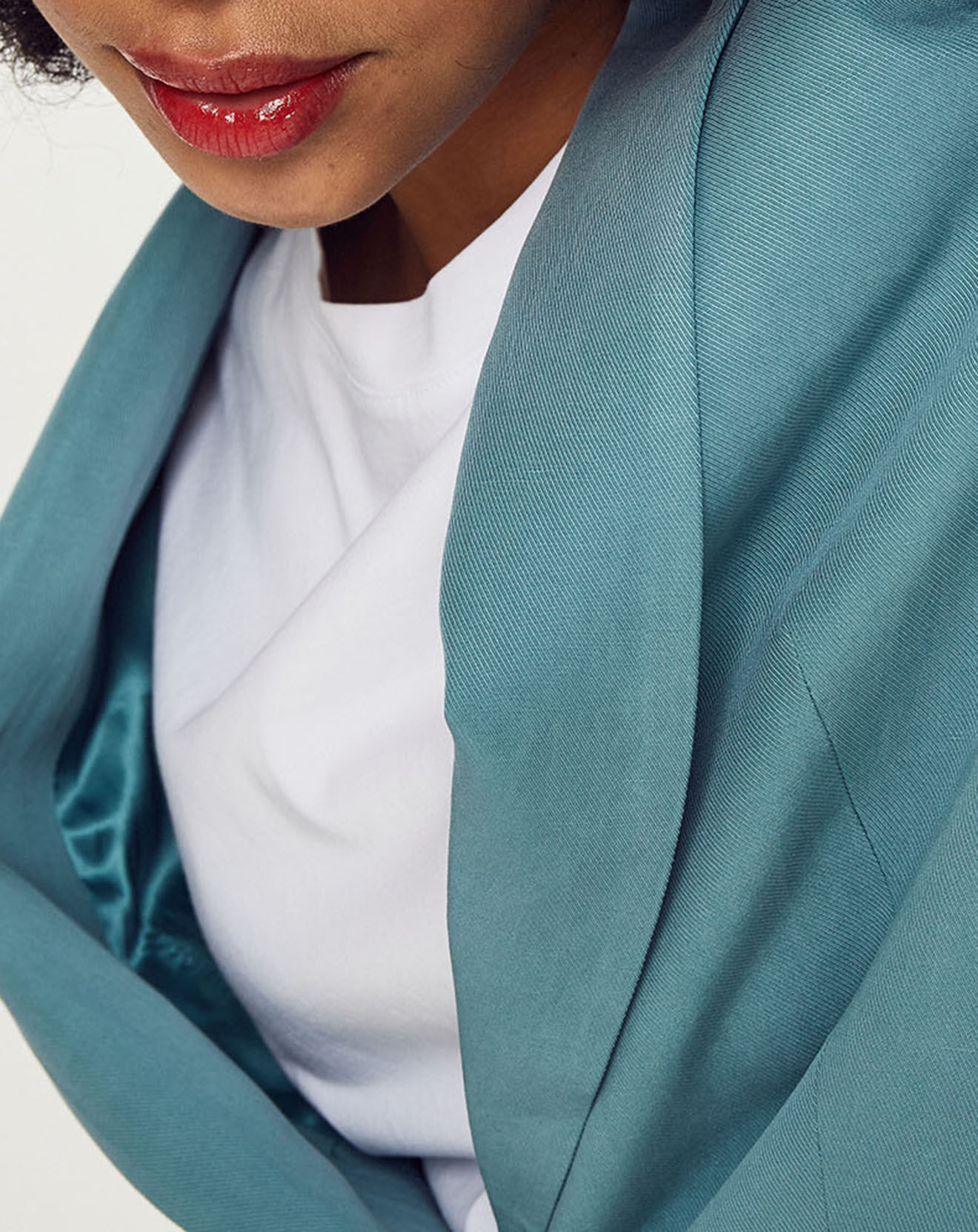 Esprit Blazer long en Lin mélangé bleu turquoise