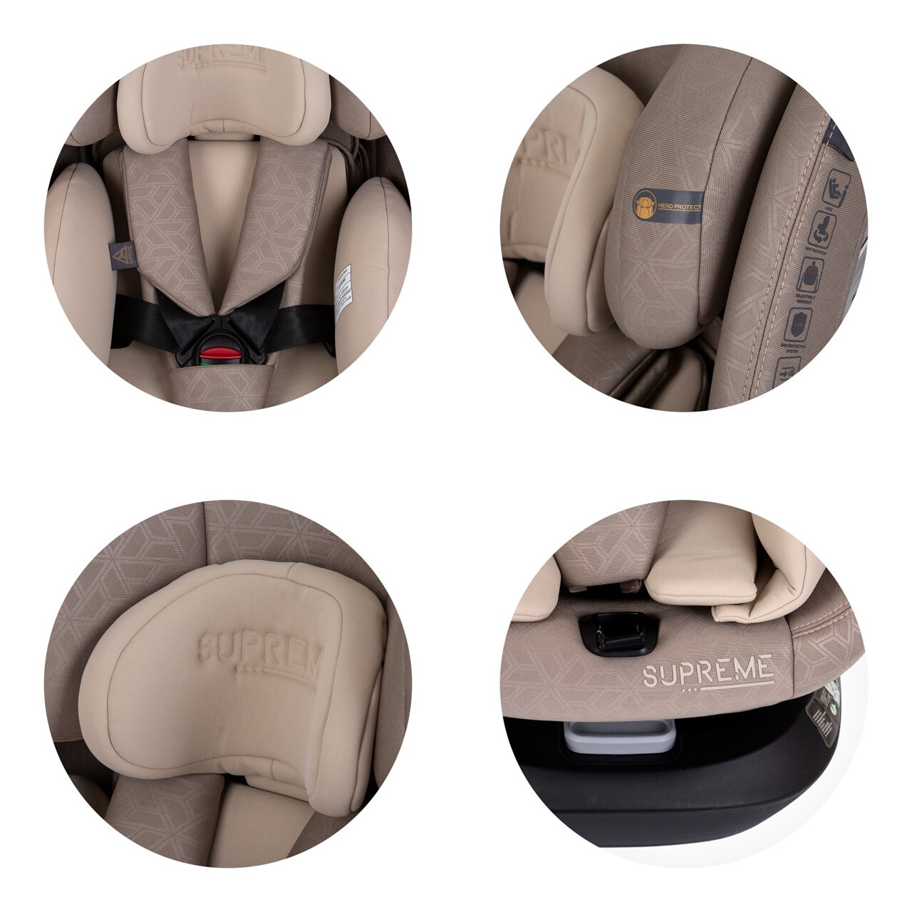 Chipolino i-Size Kindersitz Supreme (40-150 cm) verstellbar 360° drehbar Isofix beige