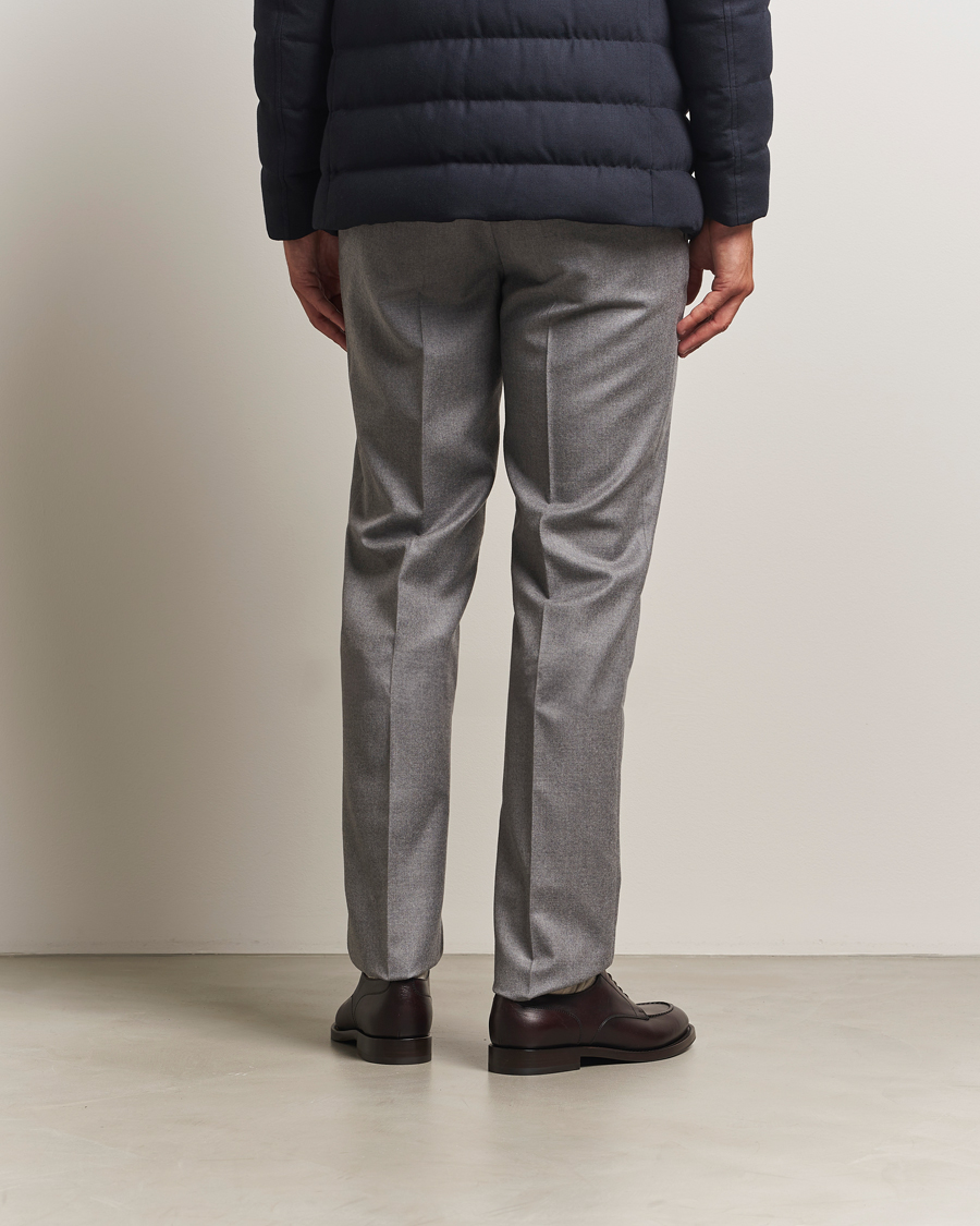 Incotex Regular Fit Worsted Flannel Trousers Light Grey