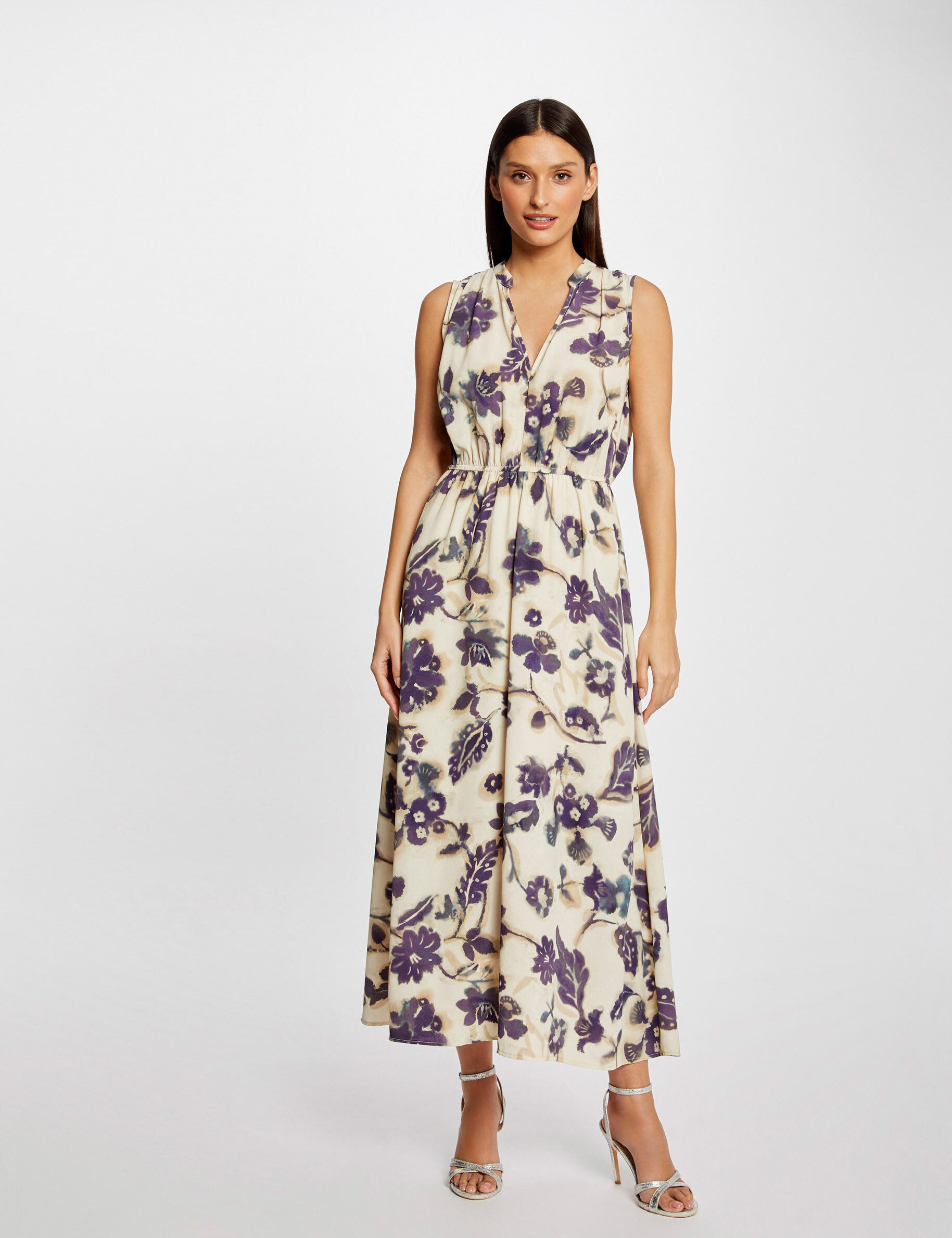 Robe longue évasée imprimé floral multico femme - multico