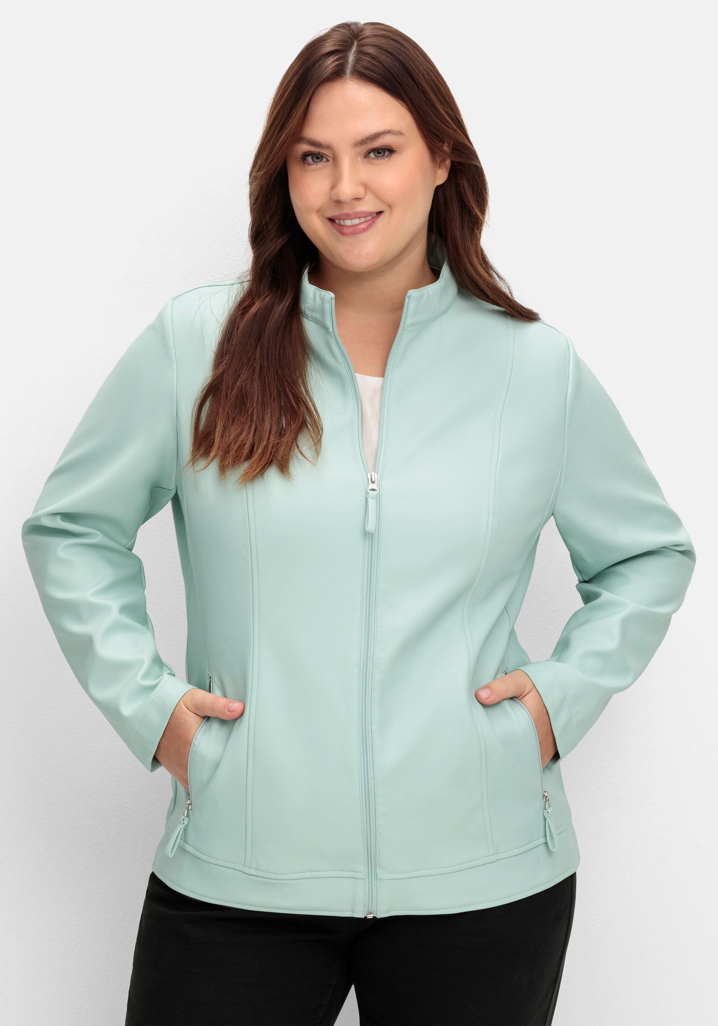 Jacke mit Stehkragen, aus Lederimitat