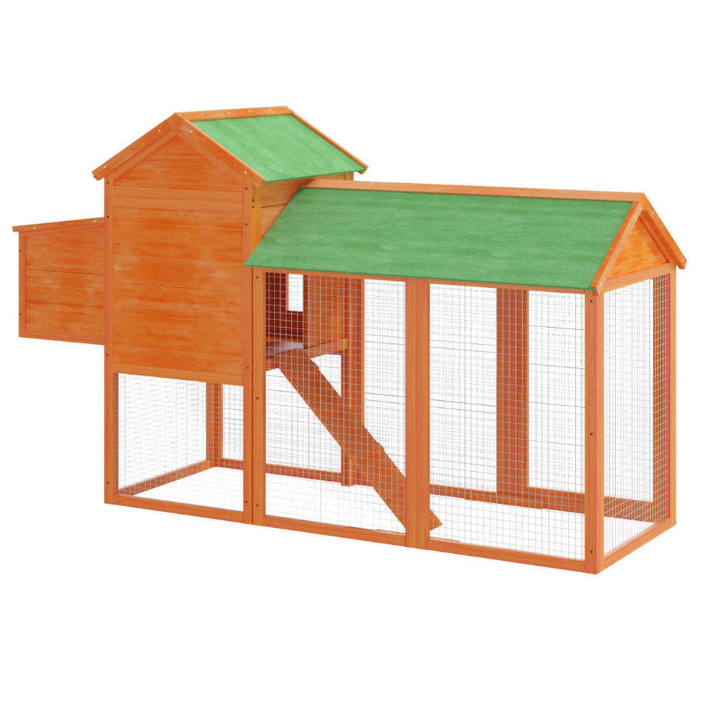 Poulailler marron 193x65x117 cm bois massif de pin