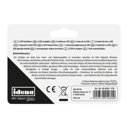 Idena LED Teelichter, 2 Stück