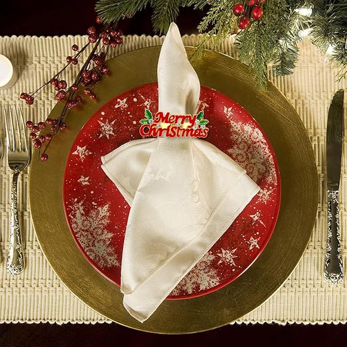 (6er Set) Ø4cm Metall Serviettenring Weihnachts Tischdeko Christmas Tuchhalterung - Merry Christmas