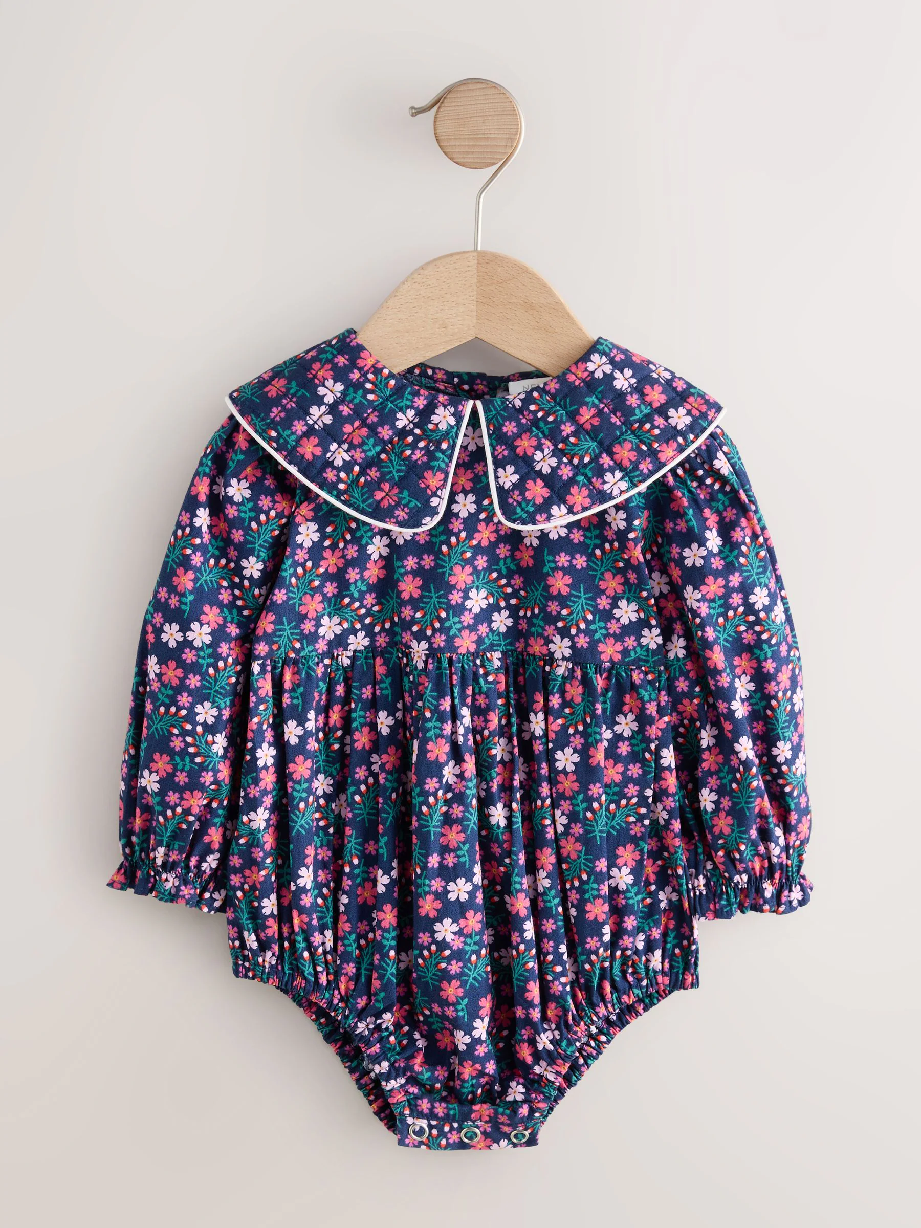 Marineblauwe fijne print - Babyrompers met bloemenprint Set 2 -delig met maillot (0mnd -3jr)