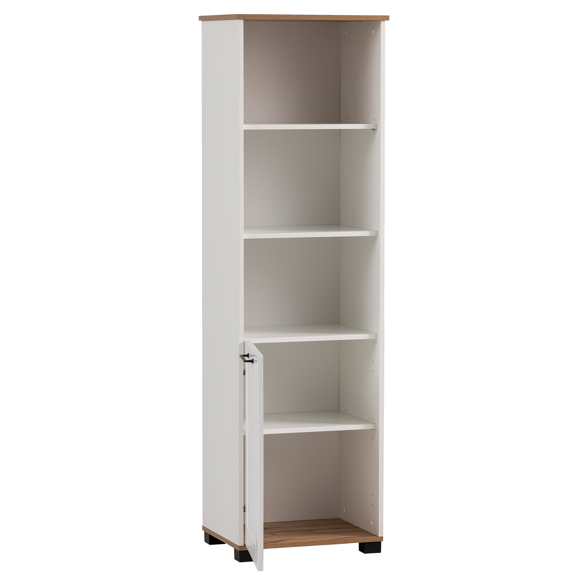 Hochschrank - weiß matt-Eiche - 175 cm hoch