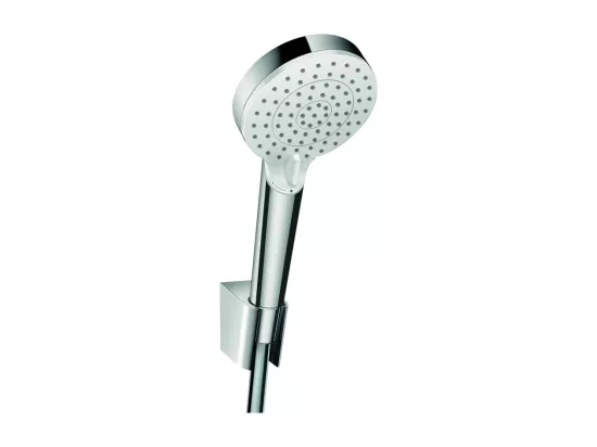 Ensemble support mural et douchette Vario avec flexible de douche 125 cm blanc/chromé Hansgrohe Crometta