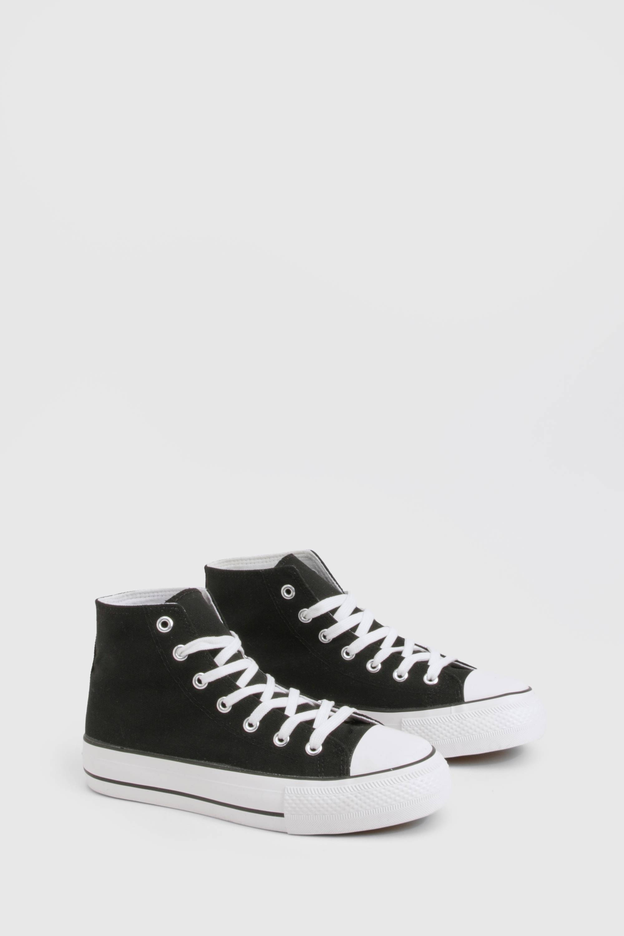 boohoo High Top Platform Lace Up Trainers
