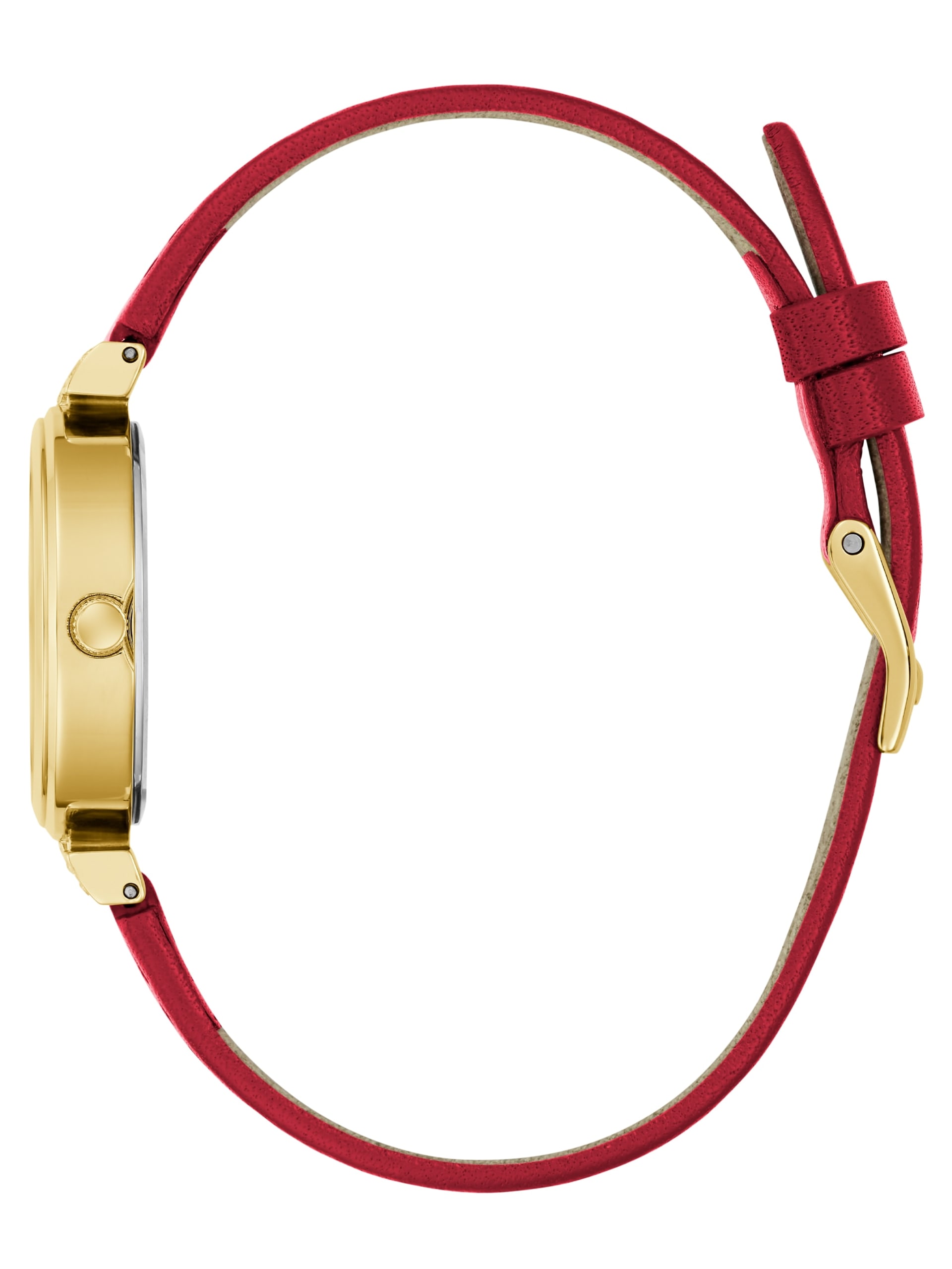 Relógio analógico dourado com pulseira de couro