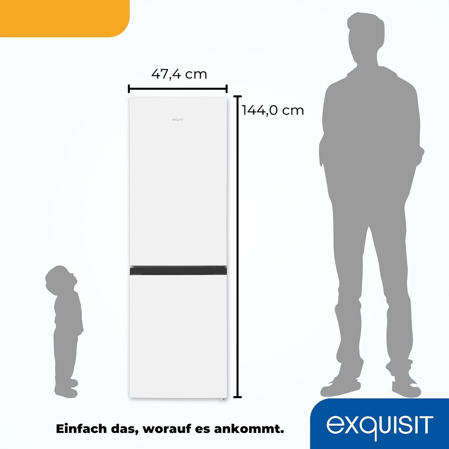 Exquisit Kühl-Gefrierkombination, 144 cm Höhe, Kühlschrank mit Gefrierfach, 4-Sterne-Gefrieren, 157 Liter, Schnellkühlen, KGC5231-60-E-050C weiss