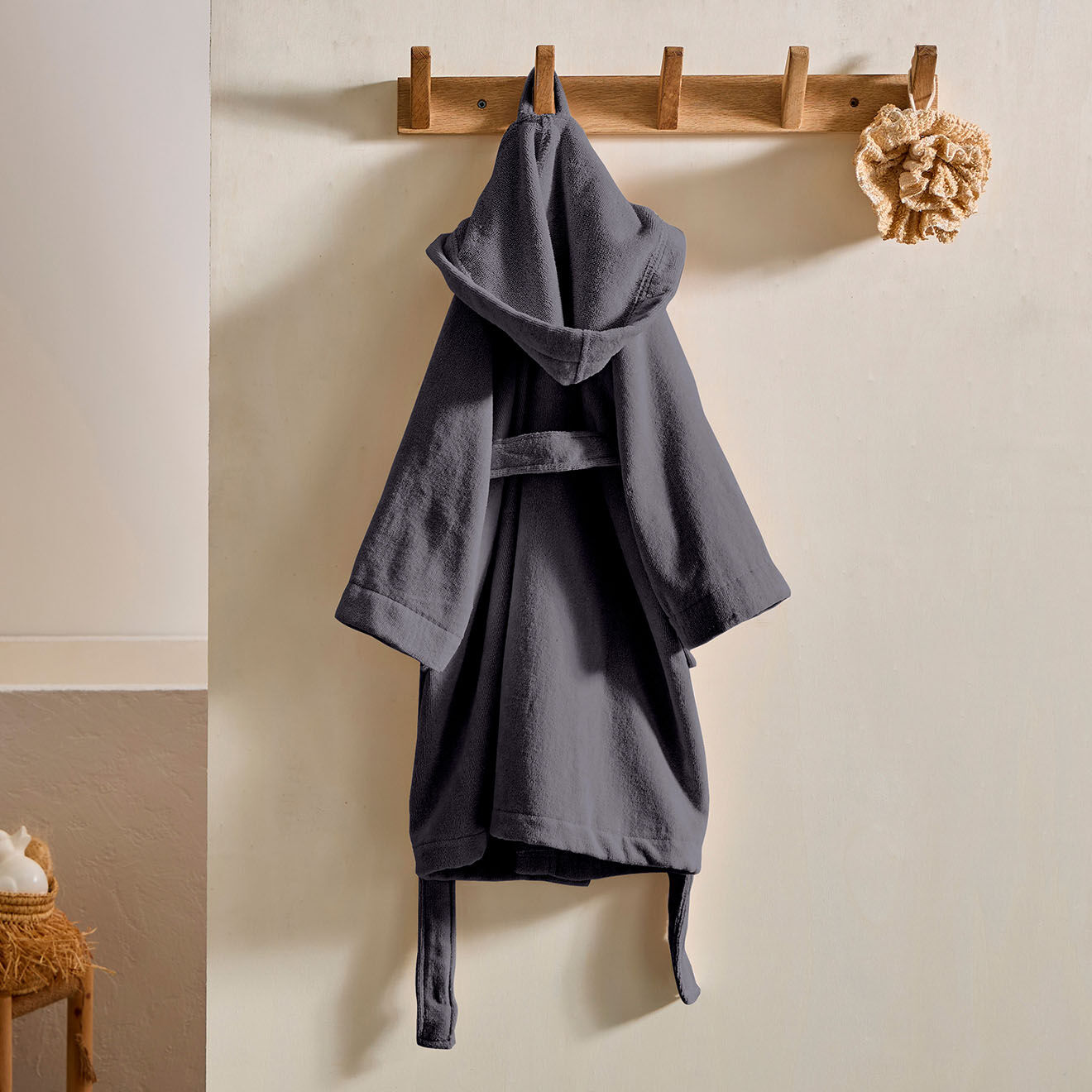 Soft by Perle de Coton Peignoir enfant à Capuche gris perle